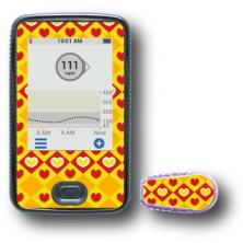 PACK STICKERS DEXCOM® G6 / MODEL Yellow and red hearts [120_7]