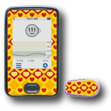 PACK STICKERS DEXCOM® G6 / MODELLO Cuori gialli e rossi [120_7]