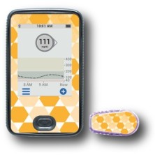 PACK STICKERS DEXCOM® G6 / MODELL Orangefarbene Sechsecke [218_7]