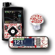 PACK STICKERS MEDTRONIC + GUARDIAN + BAYER CONTOUR® NEXT USB / MODELO Corazones rojos [40_12]