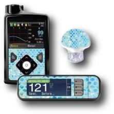PACK STICKERS MEDTRONIC + GUARDIAN + BAYER CONTOUR® NEXT USB / MODEL Blue siren tail [98_12]