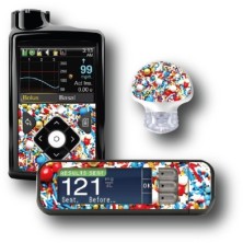 PACK STICKERS MEDTRONIC + GUARDIAN + BAYER CONTOUR® NEXT USB / MODELO Bolas doces coloridas [112_12]