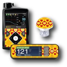 PACK STICKERS MEDTRONIC + GUARDIAN + BAYER CONTOUR® NEXT USB / MODEL Yellow and red hearts [120_12]