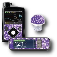 PACK STICKERS MEDTRONIC + GUARDIAN + BAYER CONTOUR® NEXT USB / MODEL Purple alphabet [154_12]