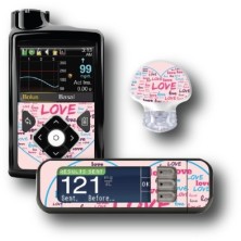 PACK STICKERS MEDTRONIC + GUARDIAN + BAYER CONTOUR® NEXT USB / MODÈLE  Love Rosa [157_12]