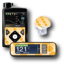 PACK STICKERS MEDTRONIC + GUARDIAN + BAYER CONTOUR® NEXT USB / MODÈLE  Hexagones orange [218_12]