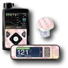 PACK STICKERS MEDTRONIC + GUARDIAN + BAYER CONTOUR® NEXT USB / MODÈLE  Hexagones roses [220_12]