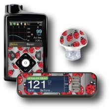 PACK STICKERS MEDTRONIC + GUARDIAN + BAYER CONTOUR® NEXT USB / MODEL Silver ladybugs [221_12]