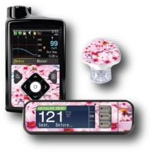 PACK STICKERS MEDTRONIC + GUARDIAN + BAYER CONTOUR® NEXT USB / MODELO flores cor de rosa [222_12]
