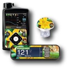 PACK STICKERS MEDTRONIC + GUARDIAN + BAYER CONTOUR® NEXT USB / MODEL Yellow flower [251_12]