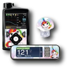 PACK STICKERS MEDTRONIC + GUARDIAN + BAYER CONTOUR® NEXT USB / MODELO Unicornio con estrellas [268_12]