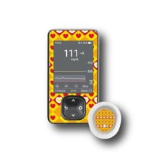 PACK STICKERS DEXCOM® G7 / MODEL Yellow and red hearts [120_18]