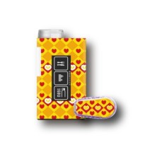 PACK STICKERS MYLIFE YPSOPUMP + DEXCOM® G6  / MODEL Yellow and red hearts [120_19]